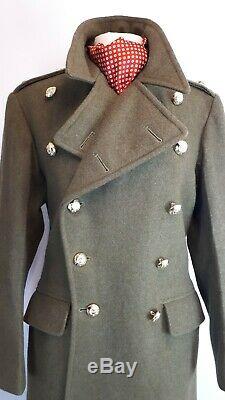 British Army Greatcoat Vintage 1955 Full Length Wool Overcoat Military 39 40