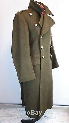 British Army Greatcoat Vintage 1955 Full Length Wool Overcoat Military 39 40