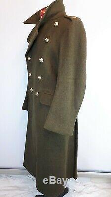 British Army Greatcoat Vintage 1955 Full Length Wool Overcoat Military 39 40