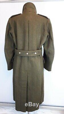 British Army Greatcoat Vintage 1955 Full Length Wool Overcoat Military 39 40