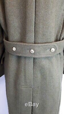 British Army Greatcoat Vintage 1955 Full Length Wool Overcoat Military 39 40