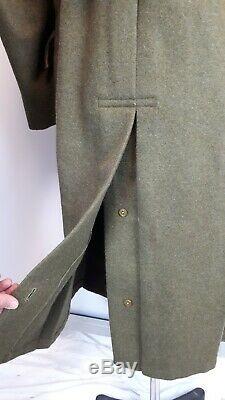 British Army Greatcoat Vintage 1955 Full Length Wool Overcoat Military 39 40