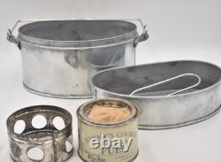 British Army WWI WWII D Shape Billy Mess Tin & Tommy Cooker Military Surplus