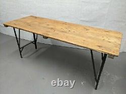 British Folding Military Trestle Table Army Rustic Old Vintage Shabby Chic