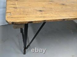 British Folding Military Trestle Table Army Rustic Old Vintage Shabby Chic