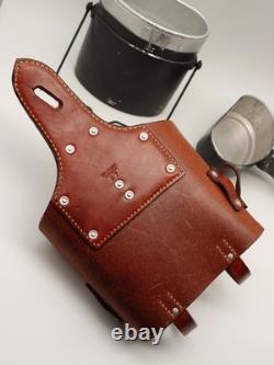 Cavalry Leather Bag with Mess Kit Metal Bike Horse Swiss Army Military 1967 MEWA