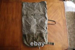 Destroyed Vintage 1987 Army Backpack French F1 or2 Military Duffle Bag Olive