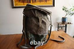 Destroyed Vintage 1987 Army Backpack French F1 or2 Military Duffle Bag Olive