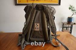 Destroyed Vintage 1987 Army Backpack French F1 or2 Military Duffle Bag Olive