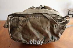 Destroyed Vintage 1987 Army Backpack French F1 or2 Military Duffle Bag Olive