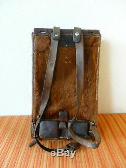 Fine 1929 Swiss Army Cowhide Leather Backpack Rucksack Military Fur TOP Vintage