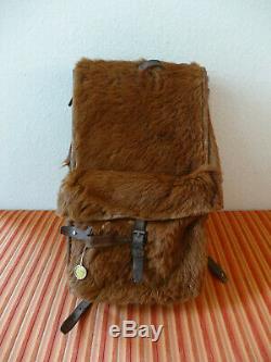 Fine 1945 Swiss Army Cowhide Leather Backpack Rucksack Military Fur Vintage