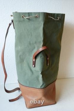 Fine Swiss Army Military Sea bag backpack Canvas Leather Seesack 1969 Vintage