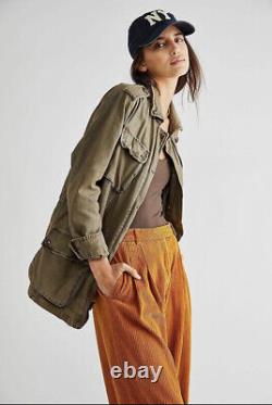 Free People Military Jacket Women Large Not Your Brothers Surplus Army Green