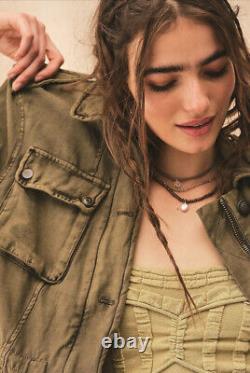 Free People Military Jacket Women Small Not Your Brothers Surplus Army Green NEW