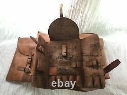 French Vintage WW2 Era Army Military Surplus Leather Messenger Bag Tool Supplies