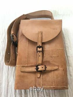 French Vintage WW2 Era Army Military Surplus Leather Messenger Bag Tool Supplies