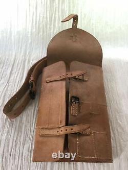 French Vintage WW2 Era Army Military Surplus Leather Messenger Bag Tool Supplies