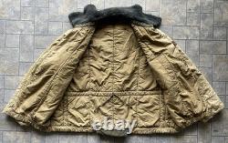 Genuine 1970s Hungarian Army Military Jacket Coat Collared Flight Liner Vintage
