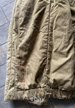 Genuine 1970s Hungarian Army Military Jacket Coat Collared Flight Liner Vintage