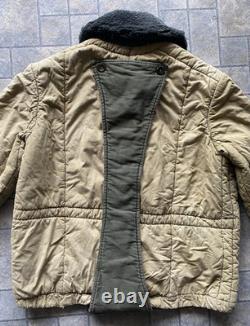 Genuine 1970s Hungarian Army Military Jacket Coat Collared Flight Liner Vintage