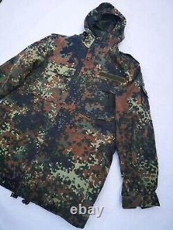 German Parka Original Army Military Hooded Jacket Field Flecktarn Camo Used