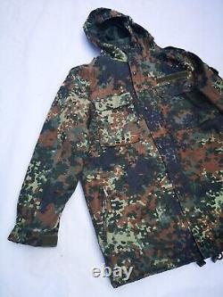 German Parka Original Army Military Hooded Jacket Field Flecktarn Camo Used