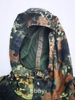 German Parka Original Army Military Hooded Jacket Field Flecktarn Camo Used