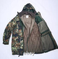 German Parka Original Army Military Hooded Jacket Field Flecktarn Camo Used