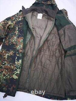 German Parka Original Army Military Hooded Jacket Field Flecktarn Camo Used