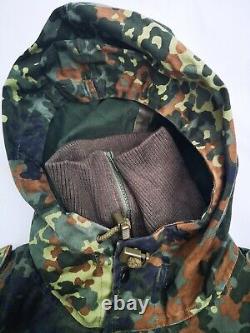 German Parka Original Army Military Hooded Jacket Field Flecktarn Camo Used