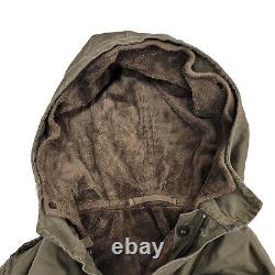 German Parka Original Army Surplus Military Winter Warm Fleece Hooded Coat Olive