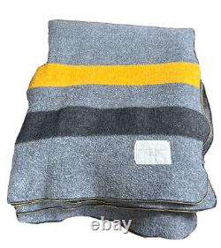 Gray black yellow Military US Army Paul Dubin 100% Wool Blanket