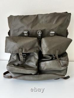 Heavy-Duty Swiss Army Backpack 1973-LRG Vintage Rubberized Leather Military Bag