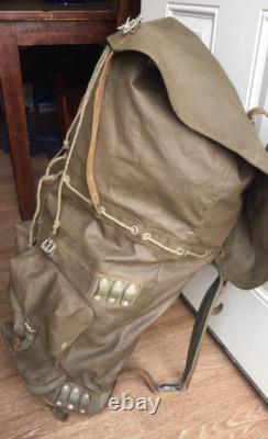 Heavy-Duty Swiss Army Backpack 1973-LRG Vintage Rubberized Leather Military Bag