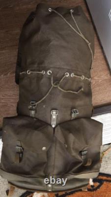 Heavy-Duty Swiss Army Backpack 1973-LRG Vintage Rubberized Leather Military Bag