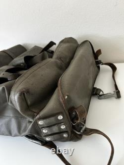Heavy-Duty Swiss Army Backpack 1973-LRG Vintage Rubberized Leather Military Bag