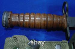 ITALIAN ARMY Leather Handle BM59 BAYONET with SCABBARD 1965 AEP Surplus Military