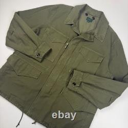 J Crew Garment Dyed Field Jacket Army Surplus Sateen Olive Green Vintage XL
