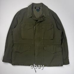 J Crew Garment Dyed Field Jacket Army Surplus Sateen Olive Green Vintage XL
