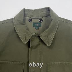 J Crew Garment Dyed Field Jacket Army Surplus Sateen Olive Green Vintage XL