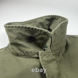 J Crew Garment Dyed Field Jacket Army Surplus Sateen Olive Green Vintage XL