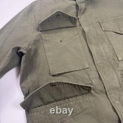 J Crew Garment Dyed Field Jacket Army Surplus Sateen Olive Green Vintage XL
