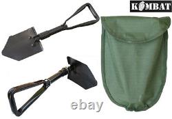 Kombat British US Army Military Entrenching Tool Tri Folding Shovel Spade + Case