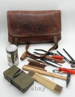 Large Swiss Army Military Mechanic Electrician Tool Weapon Bag Leather WW2 1940