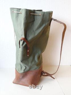 Large Transport Swiss Army Military Sea bag backpack Canvas Leather Seesack 1968