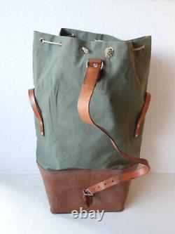 Large Transport Swiss Army Military Sea bag backpack Canvas Leather Seesack 1969