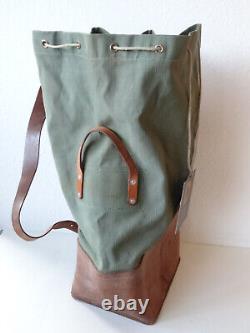 Large Transport Swiss Army Military Sea bag backpack Canvas Leather Seesack 1969