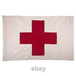 Large Vintage Cotton Sewn Flag Red Cross Medic First Aid Military Army Surplus