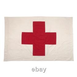 Large Vintage Cotton Sewn Flag Red Cross Medic First Aid Military Army Surplus
